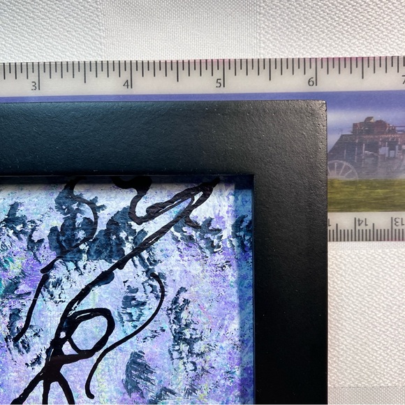 Original Abstract Framed Acrylic Floral Line Art Painting, 5x7" - Picture 12 of 14